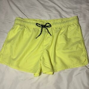 H&M Neon Yellow Swim Shorts with Black Drawstring